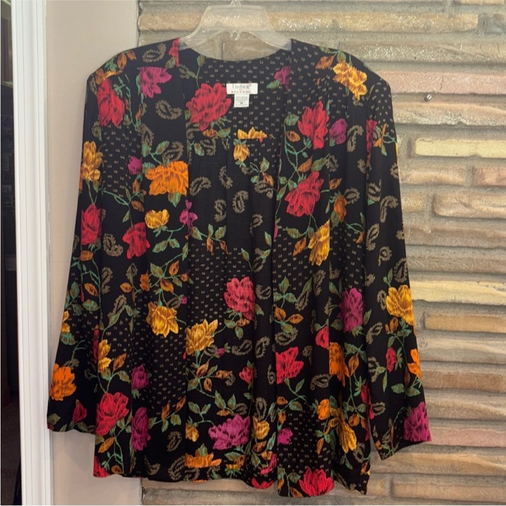 Index by Melrose Vintage Colorful Floral Open Front Blazer Cardigan
Size Medium